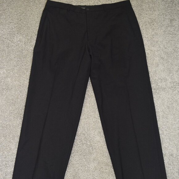 Armani Collezioni Pants Mens 40 Black Wool Blend Stretch Straight Leg Flat Front - Picture 1 of 8